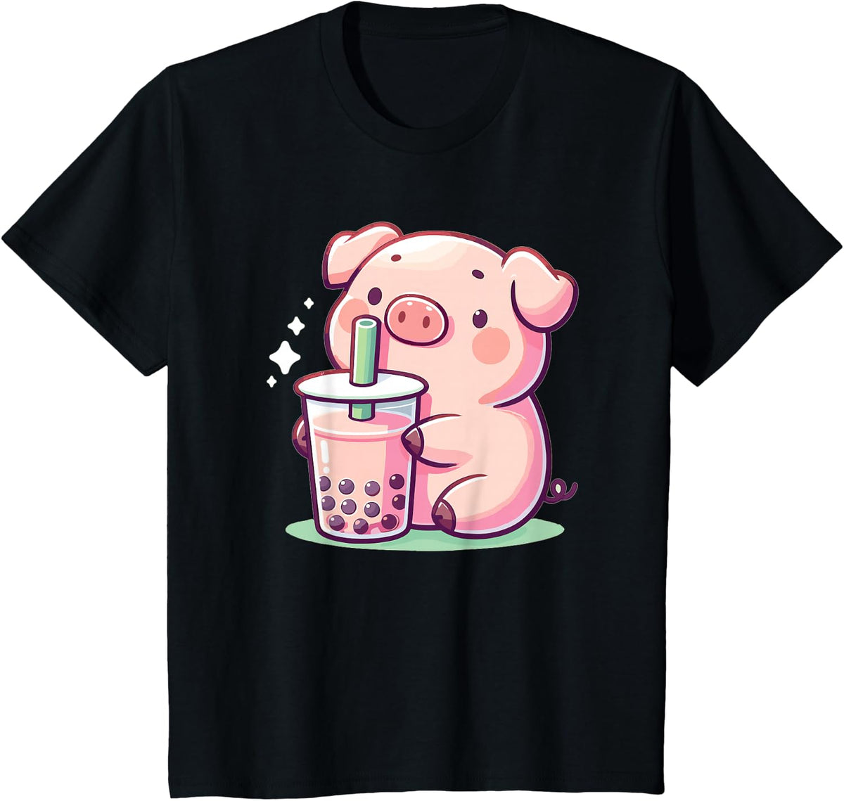 Discover Animal Designs In Kawaii Style Here Unisex-Adults Black Small Modern T-Shirt - Black