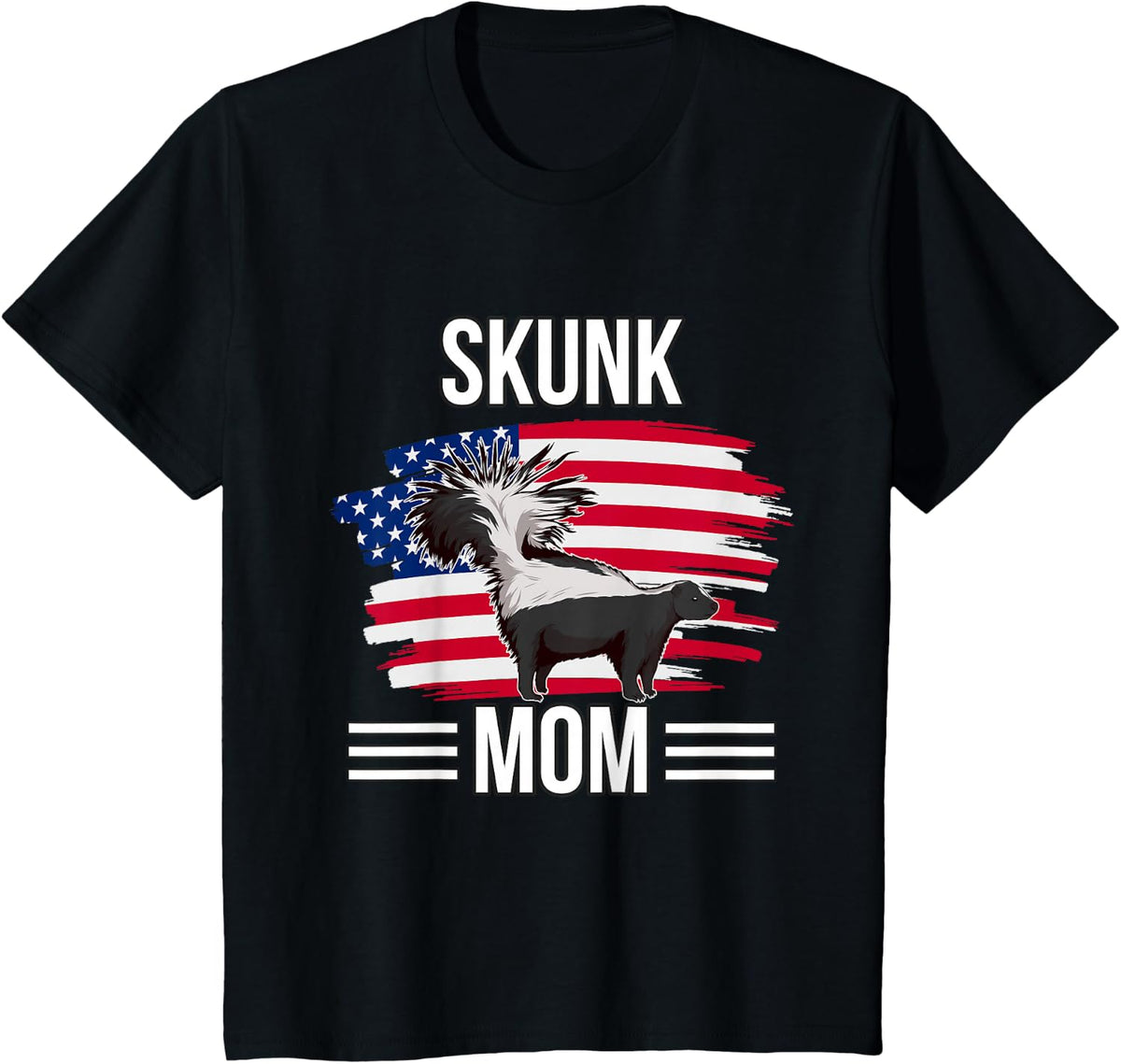USA Flag 4th Of July Mother's Day Merica Skunk Mom T-Shirt - Black