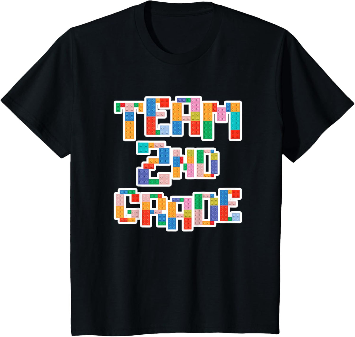 Team 2nd Grade Building Blocks Bricks Theme Teacher Tees T-Shirt - Black