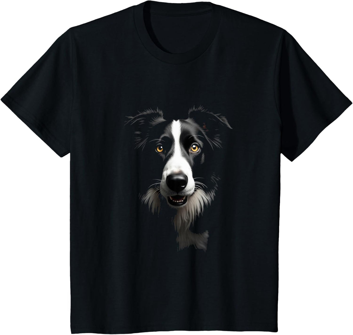 Black Border Collie Dog Collie Face T-Shirt - Black