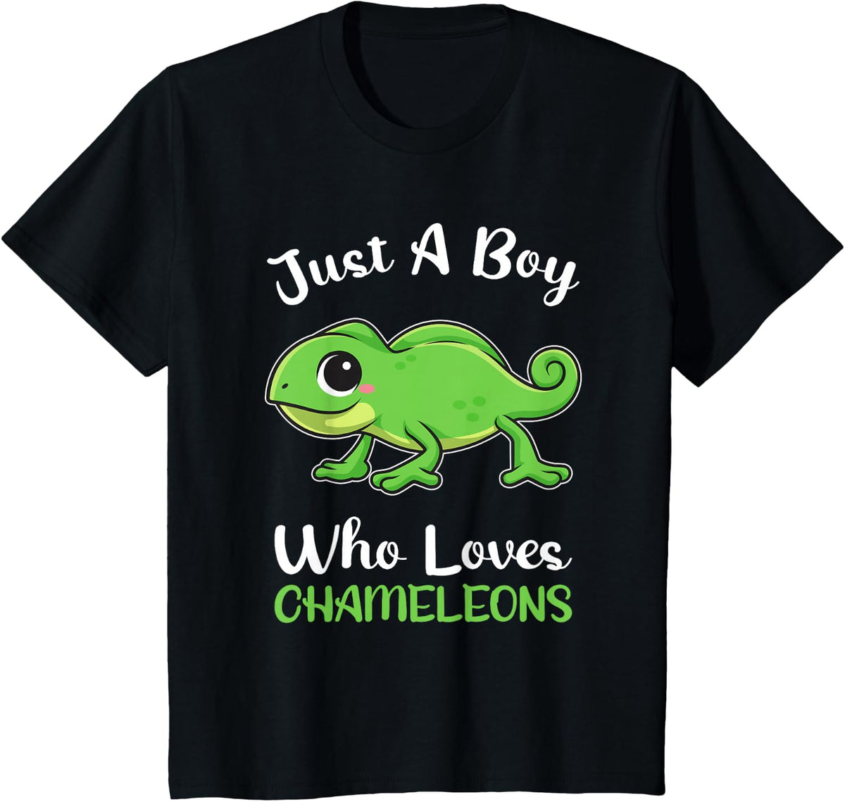 Kids Just A Boy Loves Chameleons Boys Kids Pajamas T-Shirt - Black