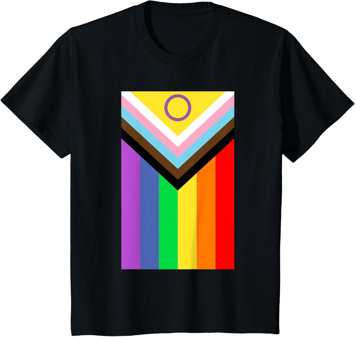Progressive Pride Flag Intersex Inclusive LGBTQIA Equality T-Shirt - Black