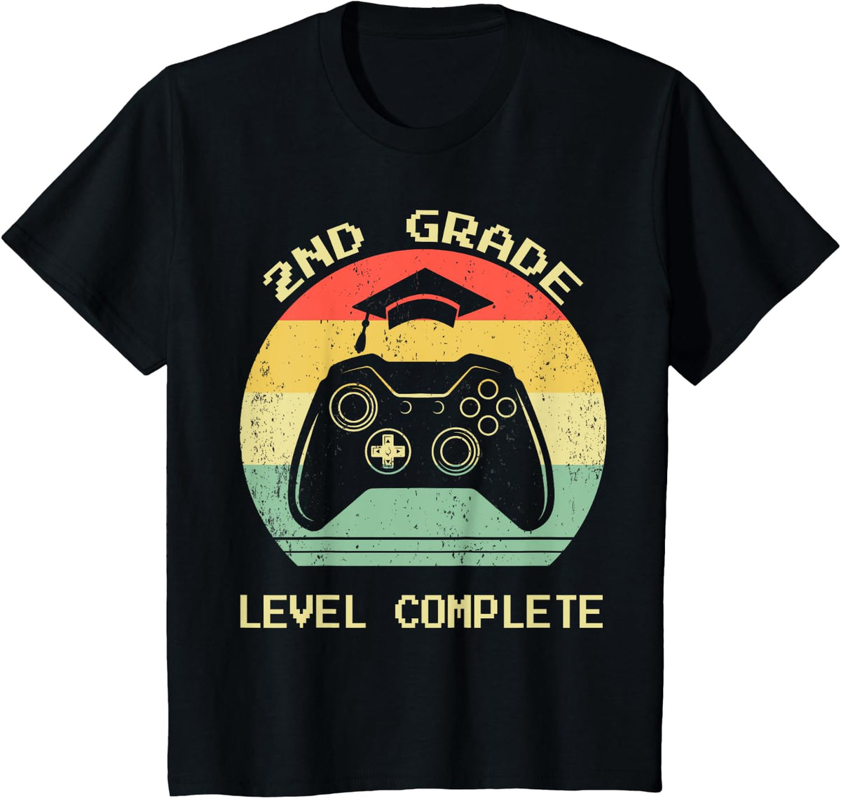 Second 2nd Grade Graduation Level Complete Video Gamer Gift T-Shirt - Black