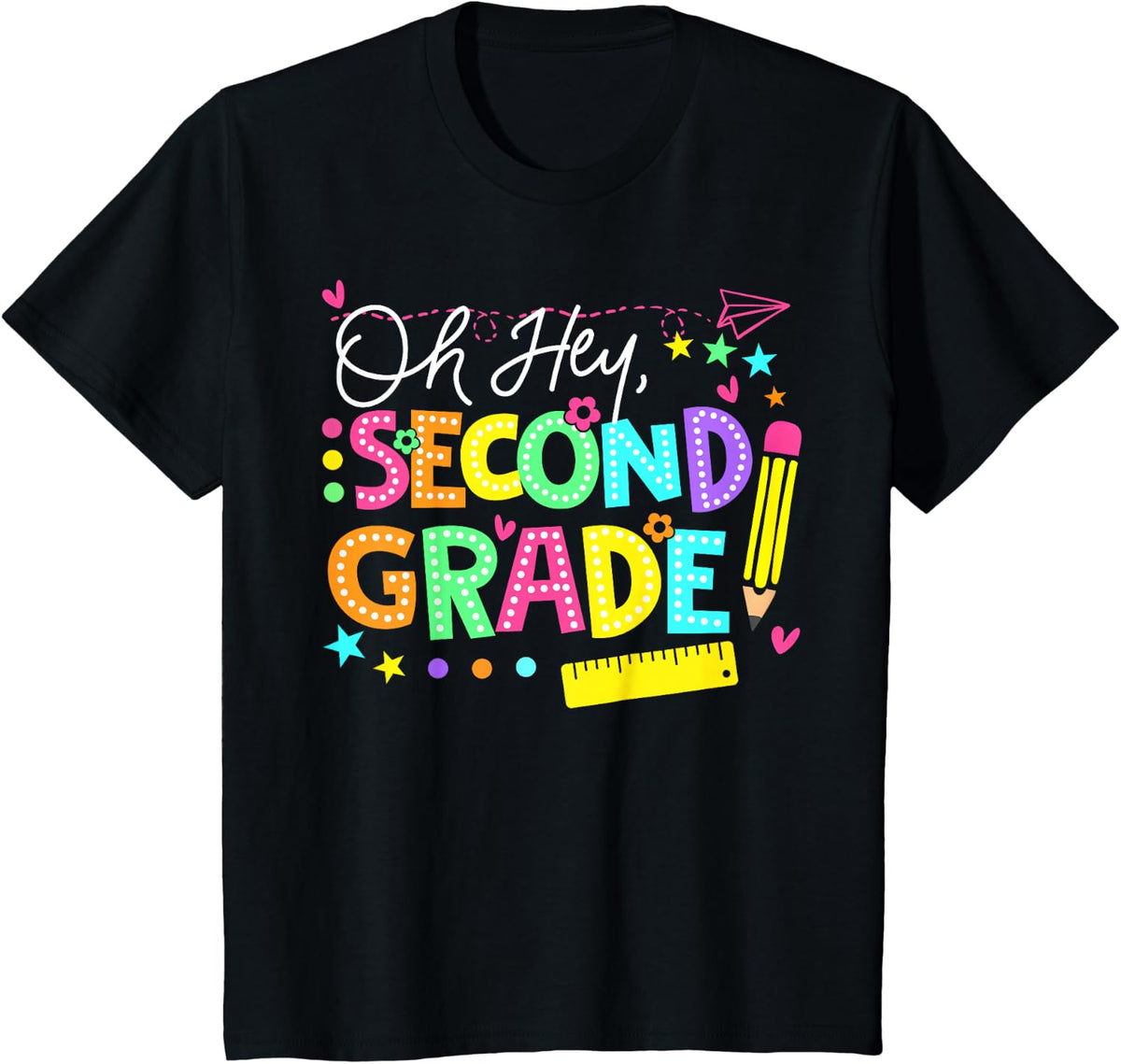 Back to School Oh Hey Second Grade Men Women Teacher T-Shirt - Black