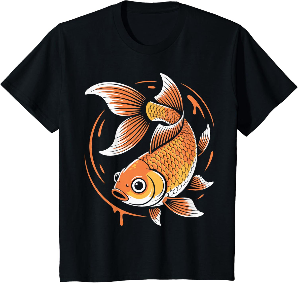 Fish Artwork Goldfish T-Shirt - Black
