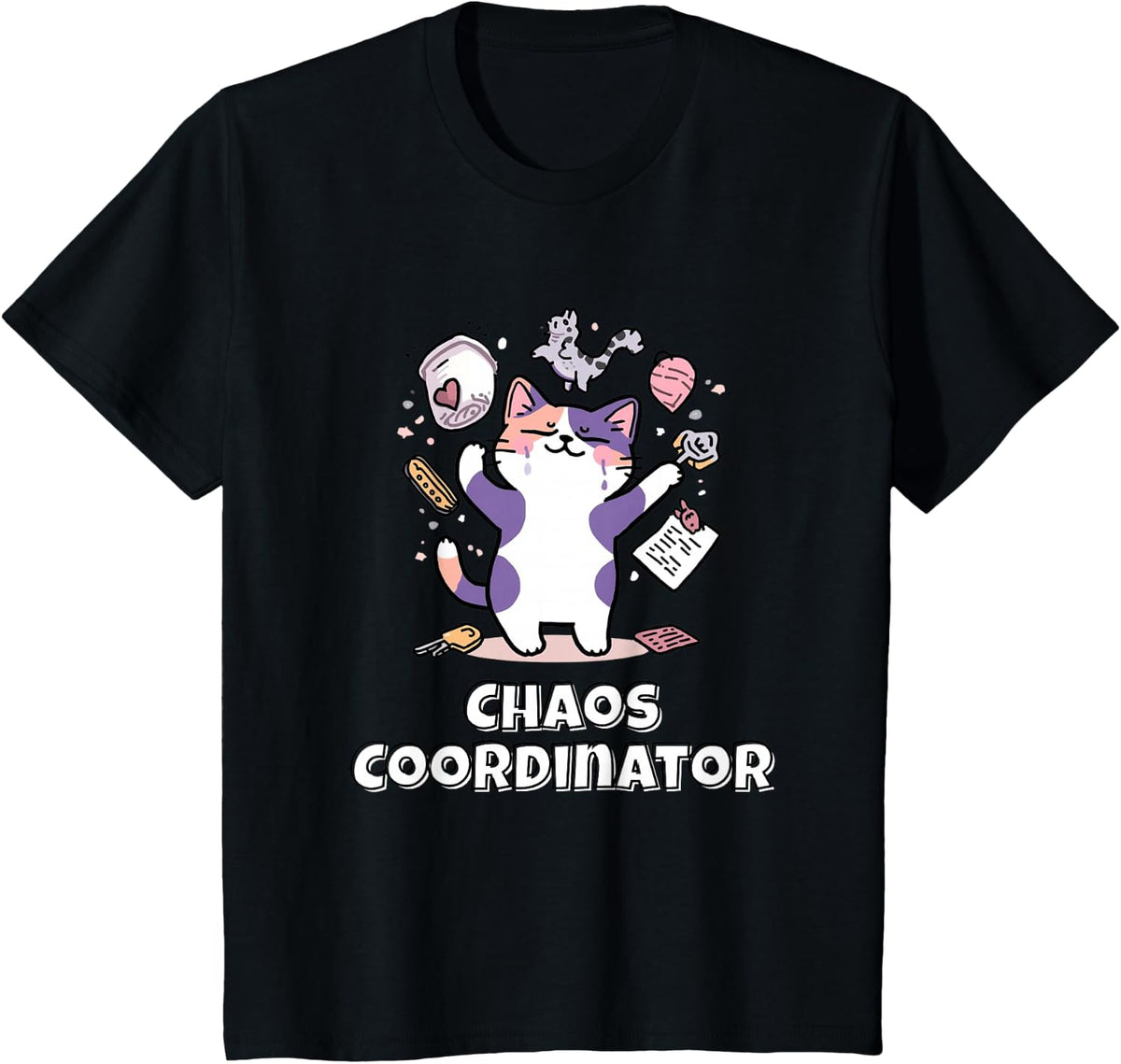 Chaos Coordinator Calico Cat T-Shirt T-Shirt - Black