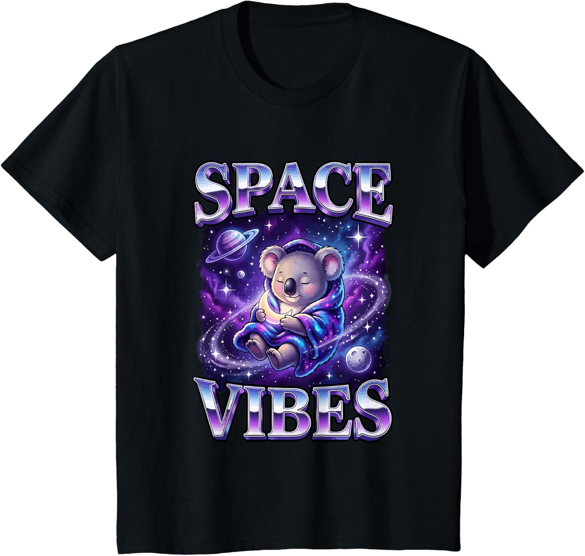 Space Koala Space Vibes Koala Lover T-Shirt - Black