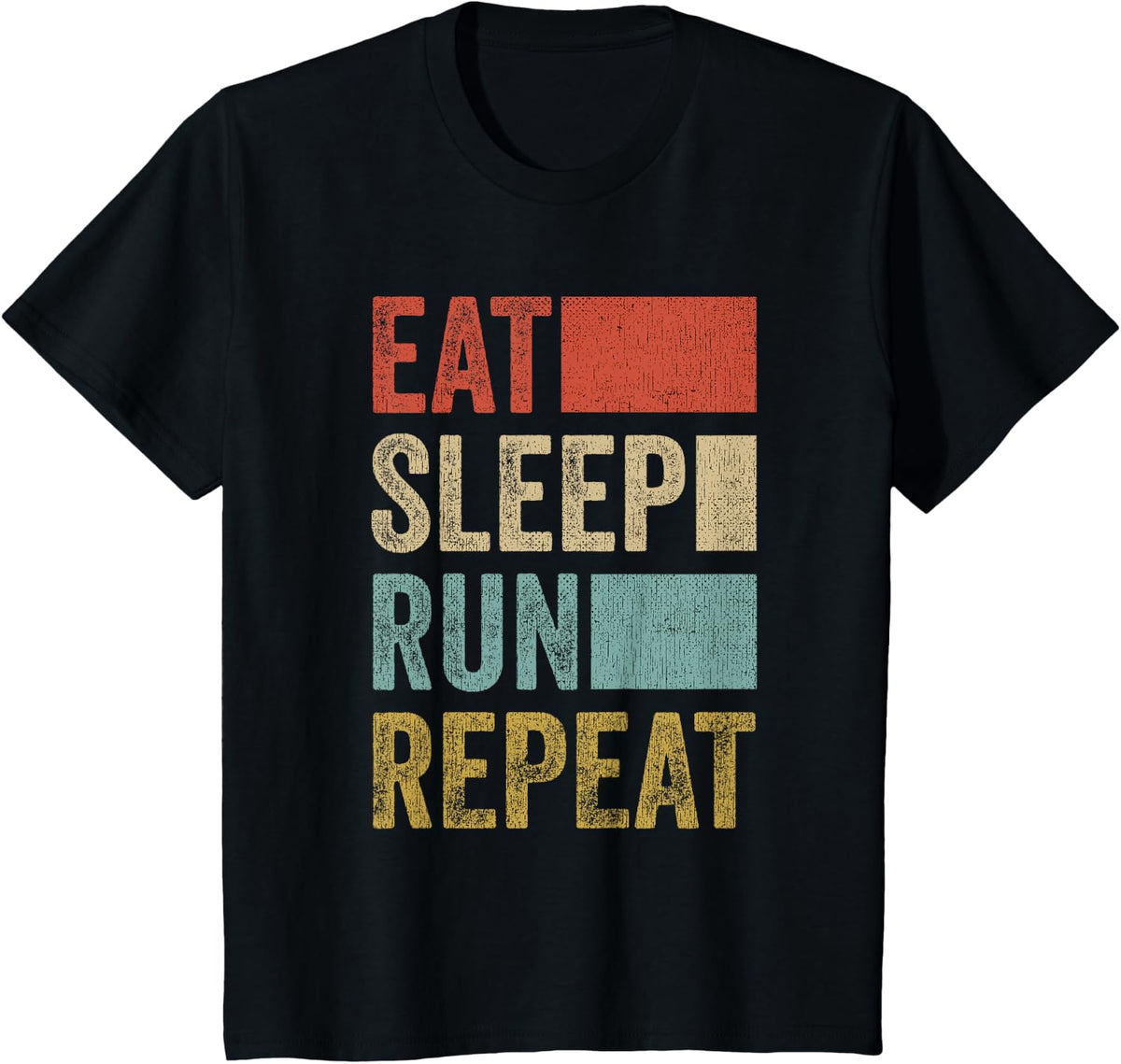 Retro Runner Outfit Eat Sleep Run Repeat Funny Running T-Shirt - Black