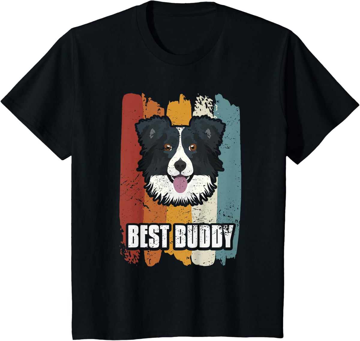 Best Buddy Smiling Border Collie T-Shirt - Black