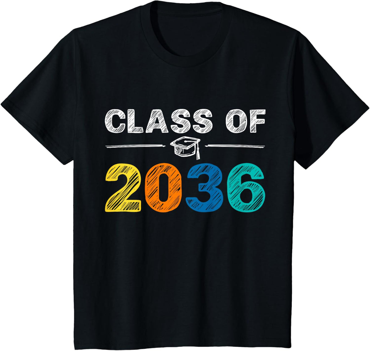Class of 2036 Grow With Me First Day of School Graduation T-Shirt - Black