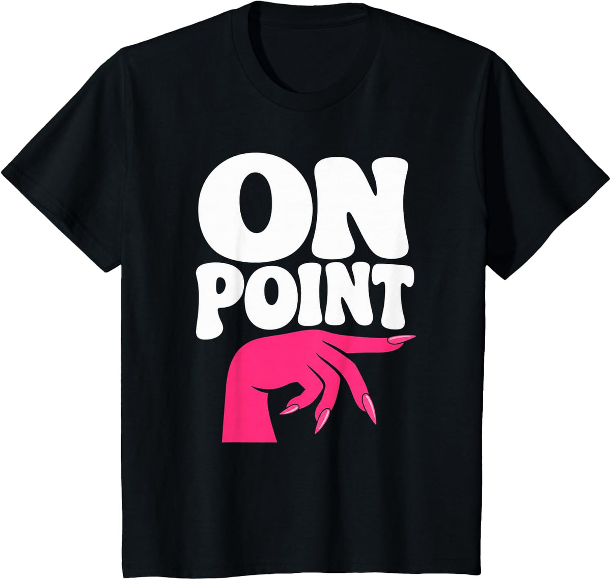 Nail Tech Pointed Pink Nails T-Shirt - Black