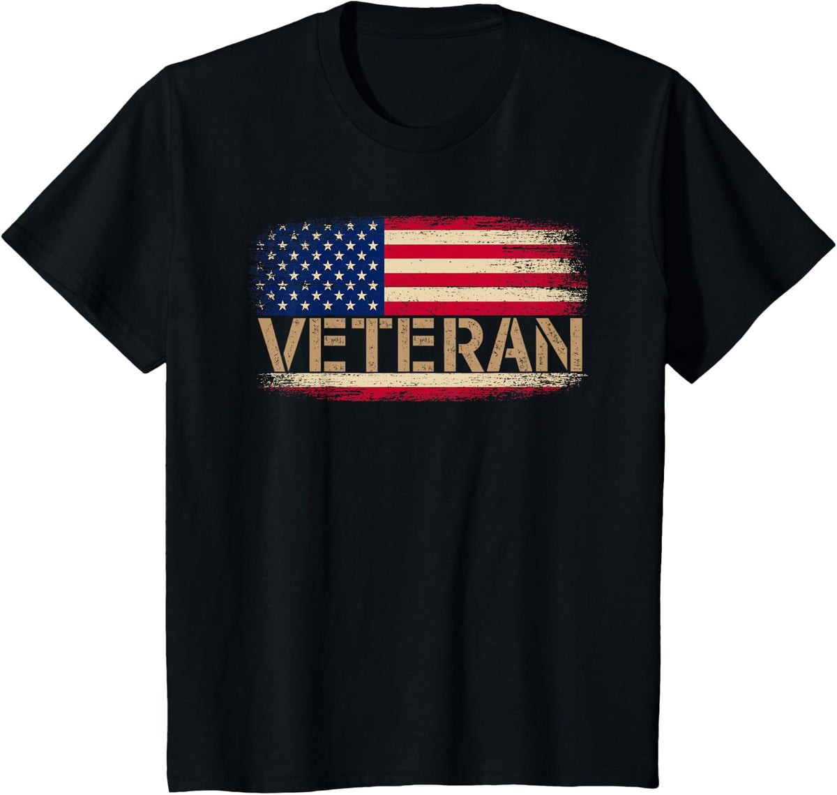Vintage American Flag Veteran Patriotic USA Military Pride T-Shirt - Black