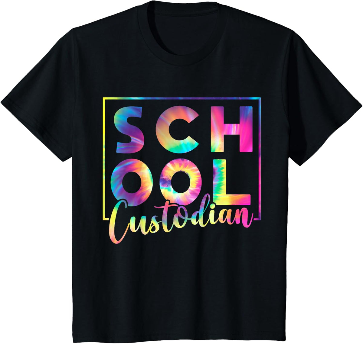 Janitor Cleaner Tie Dye School Custodian T-Shirt - Black