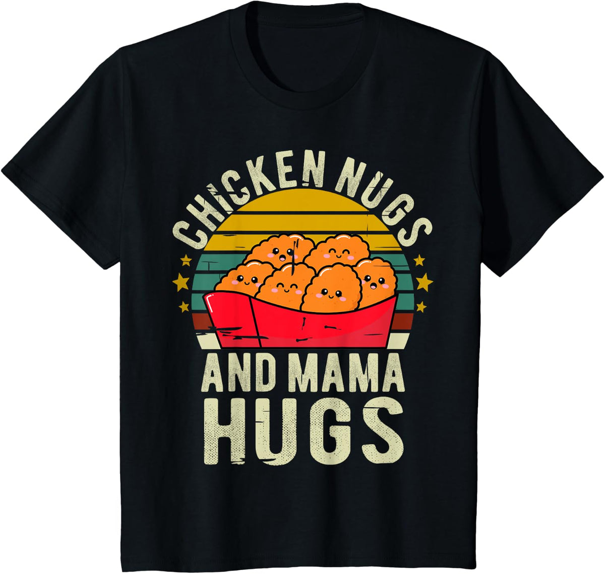 Chicken Nugs and Mama Hugs Toddler Tees T-Shirts for Chicken Nugget Lover Kids Boys Girls - Black