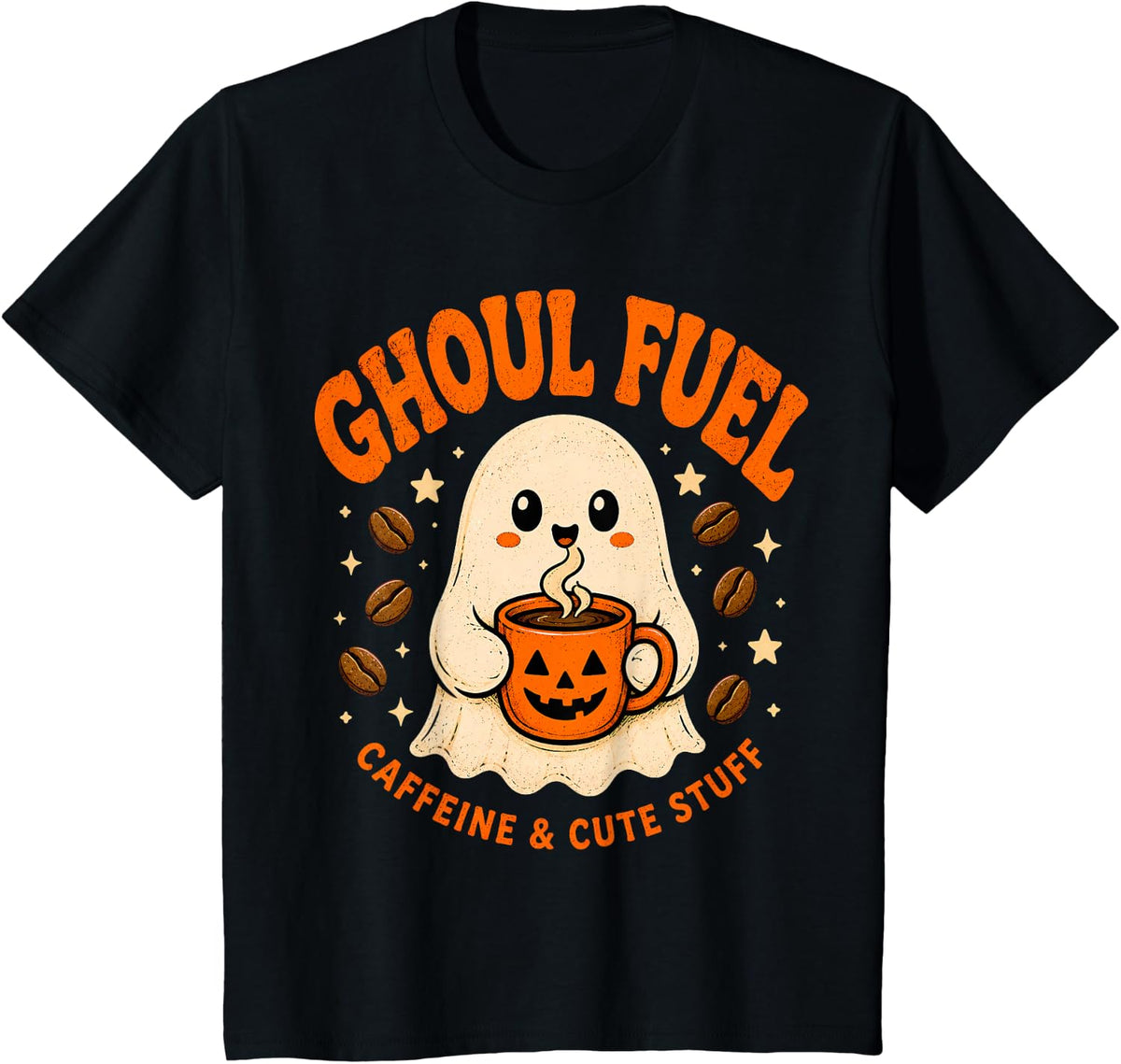 Halloween Coffee Lover Ghost T-Shirt - Black