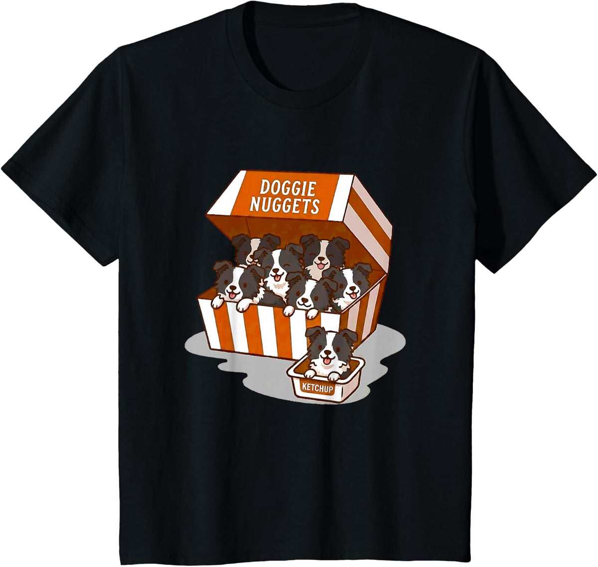 Border Collie Nuggets Anime Kawaii T-Shirt - Black