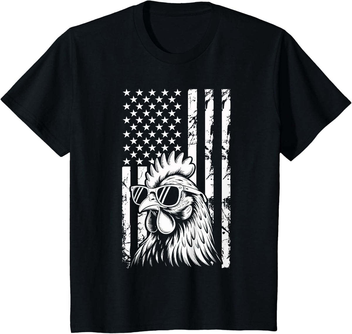 Proud Patriotic Chicken Funny American Flag Chicken Lover T-Shirt - Black