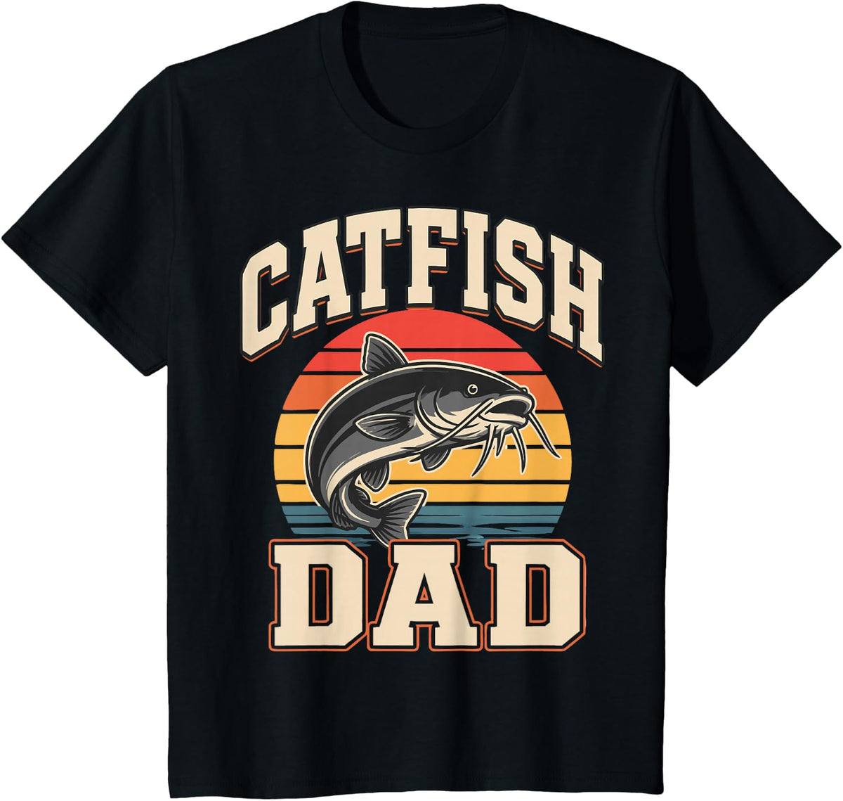 Dad Catfish Angler Father Catfish Fishing T-Shirt - Black