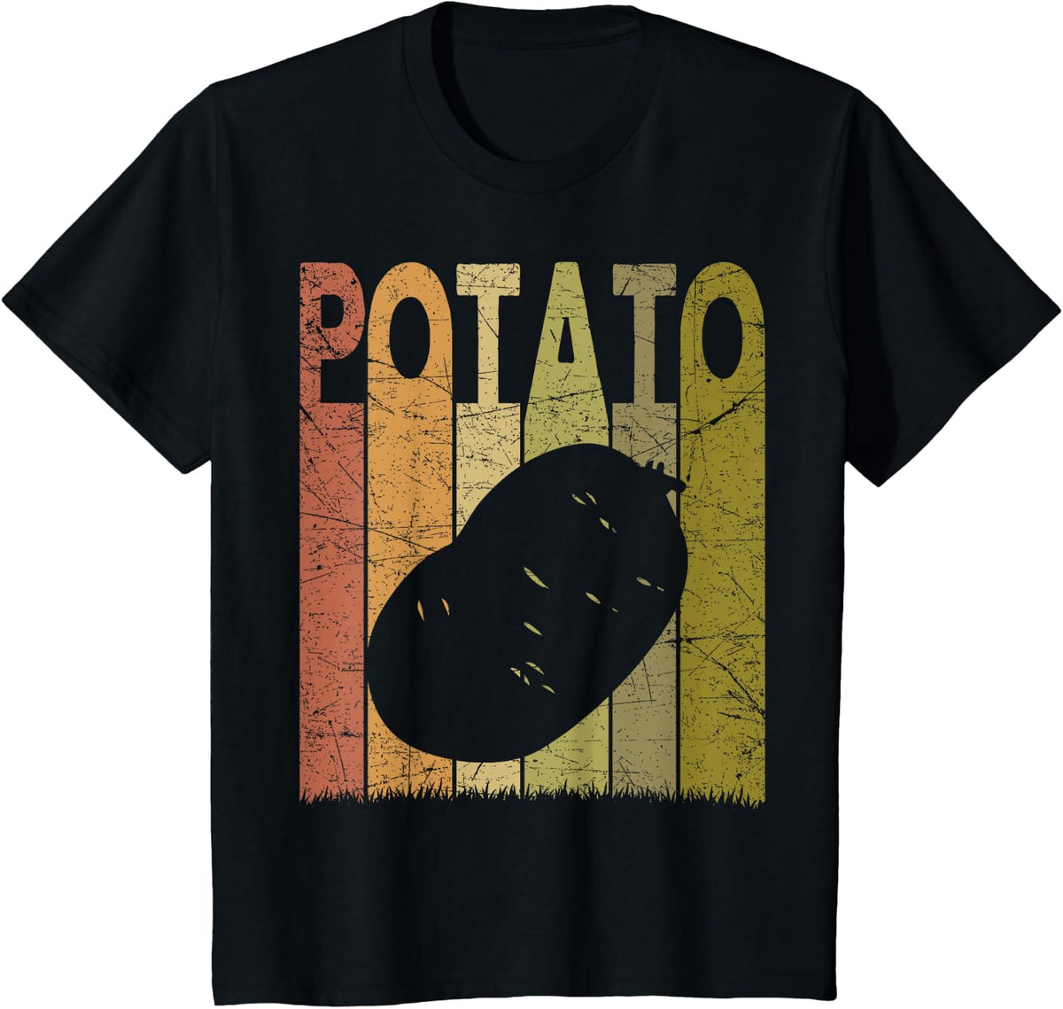 Potato Vintage T-Shirt - Unisex-Adults & Kids - Black - Small - Short Sleeve - Black