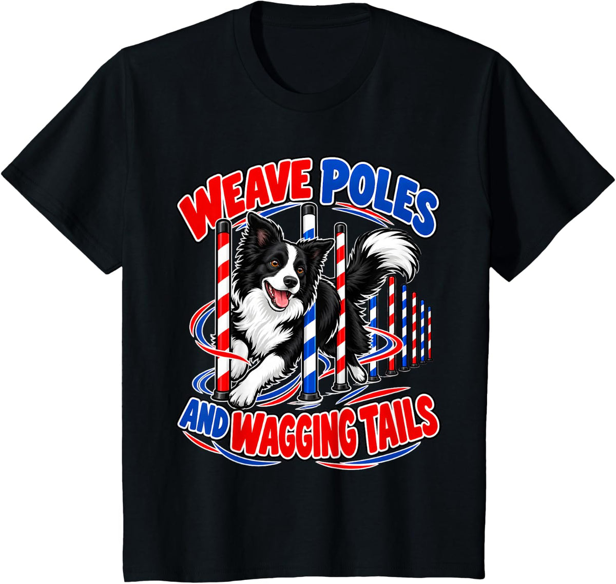 Weave Poles and Wagging Tails Dog Agility Trainer T-Shirt - Black