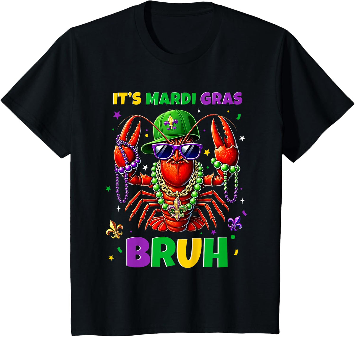 It's Mardi Gras Bruh Crayfish Fat Tuesday Boys Girls Kids T-Shirt - Black