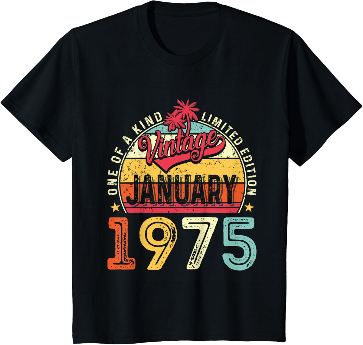 Vintage 50th Birthday Gift Vintage January 1975 Men Women T-Shirt - Black