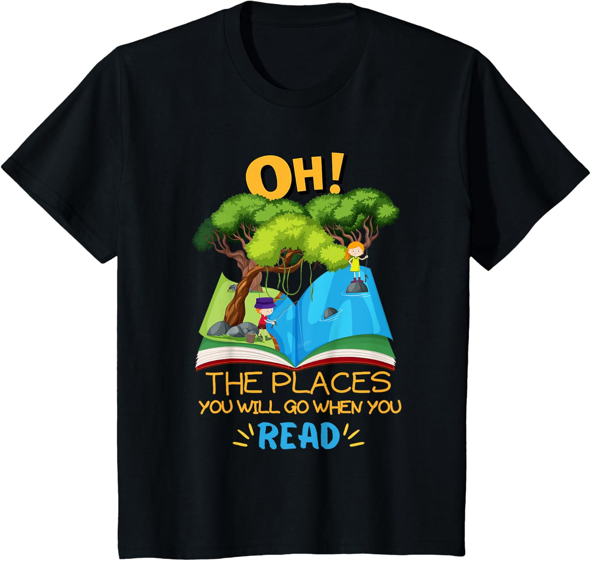 Oh the places you will go when you read reading week fun T-Shirt - Black