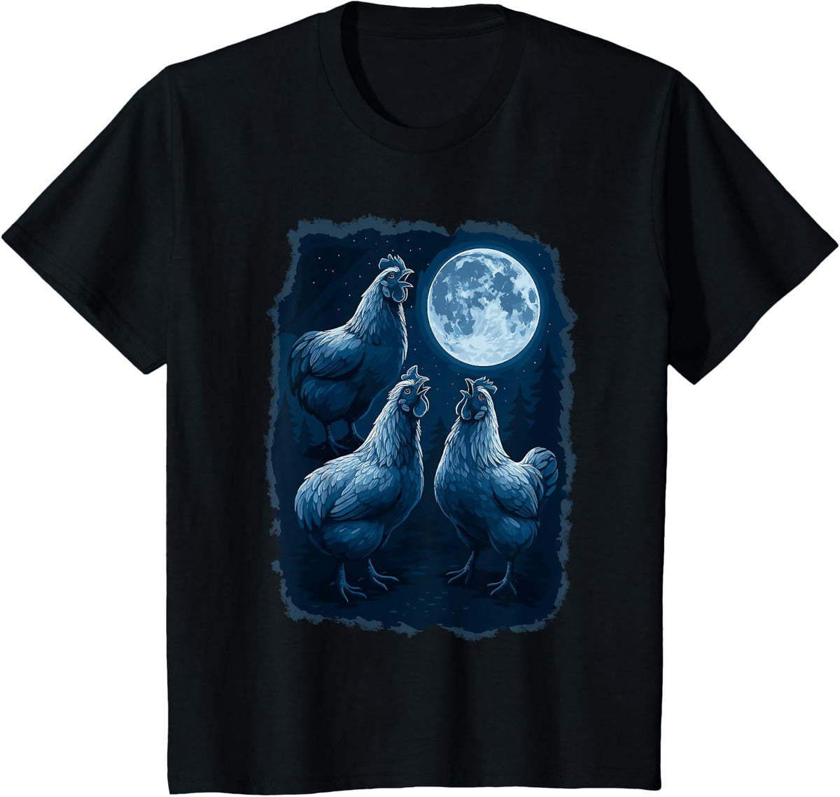 Chicken Howling At The Moon Wildlife Chickens Lovers T-Shirt - Black