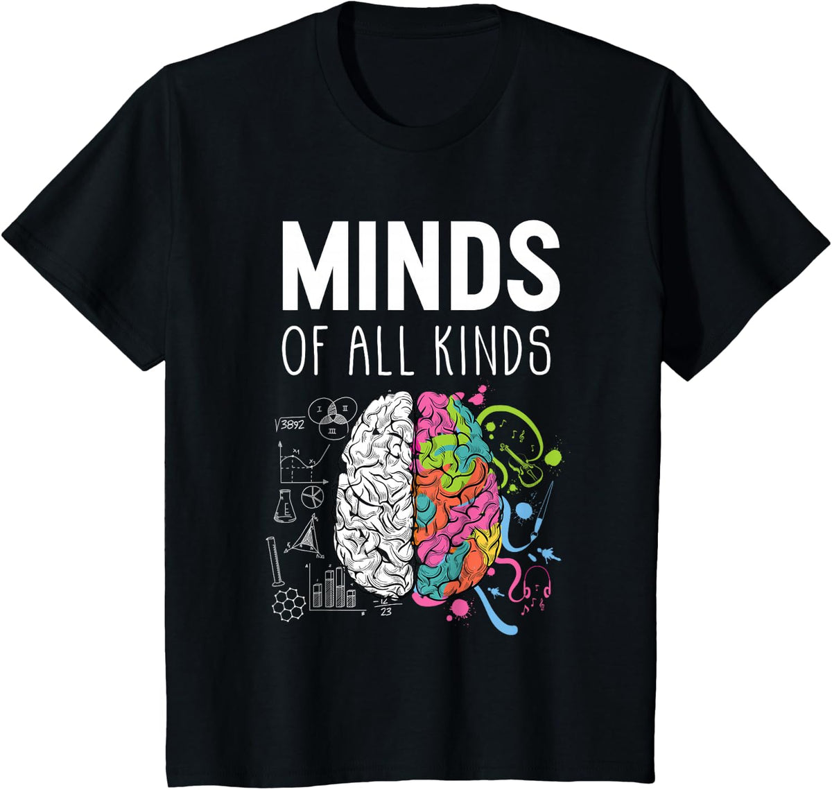 Neurodiversity Brain ADHD Autism Awareness T-Shirt - Black