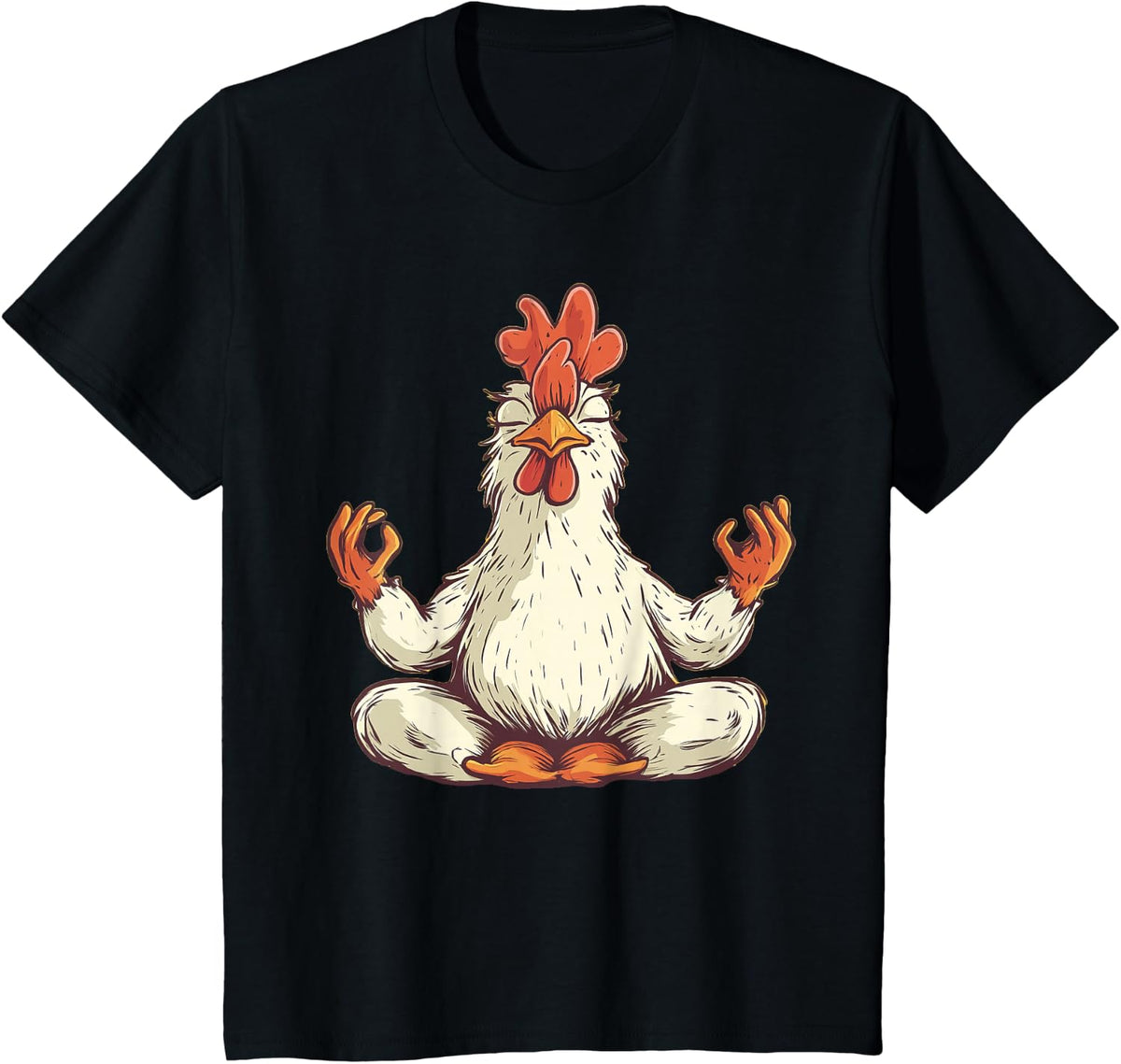 Cute Chicken Meditating Yoga T-Shirt - Black