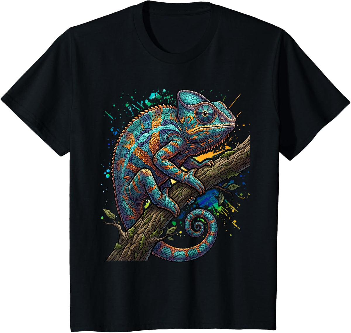 Chameleon, Reptiles and Zoo Keeper Design Chameleon Graphic, T-Shirt - Black