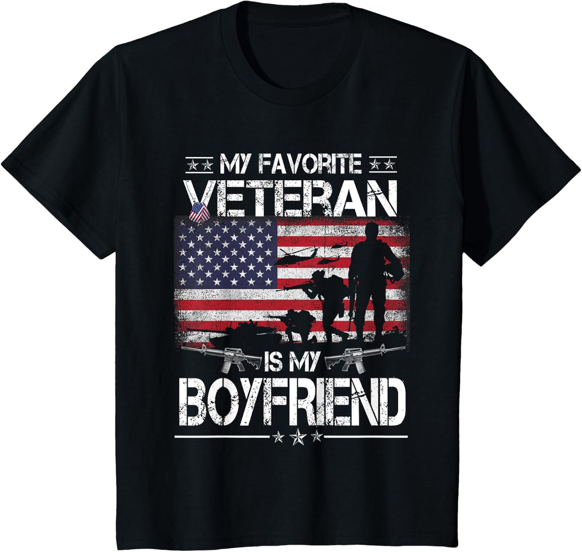 My Favorite Veteran Is My Boyfriend - Flag Mens Veterans Day T-Shirt - Black