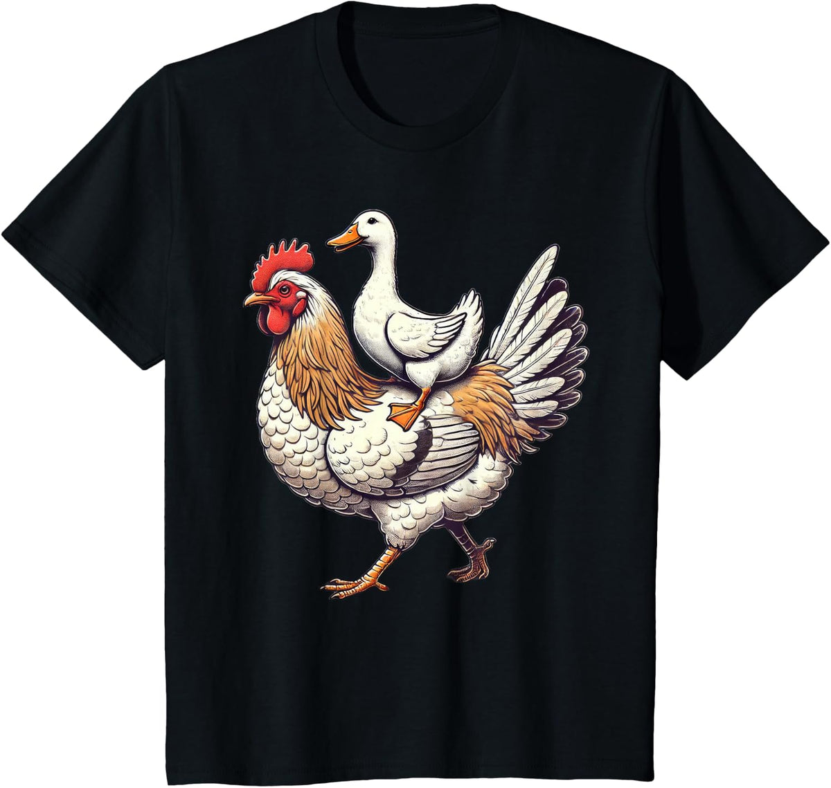 Cute Duck Chicken T-Shirt - Black