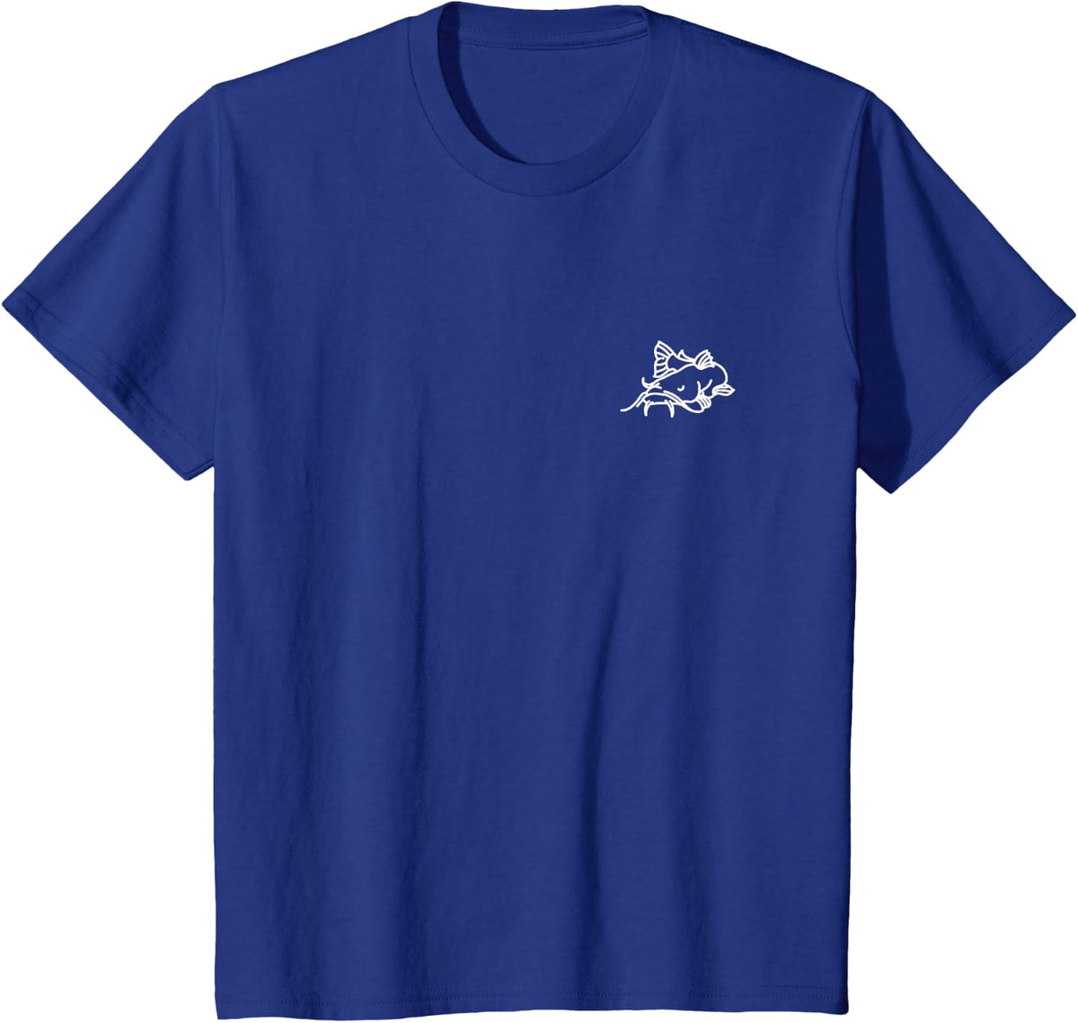 Catfish Fishing Badge Patch Line Art Icon Outline Gift T-Shirt - Royal Blue