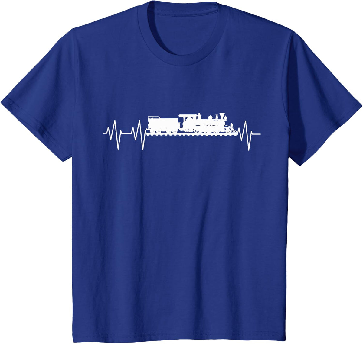 Train Heartbeat Locomotive Model Railway Lover T-Shirt - Royal Blue