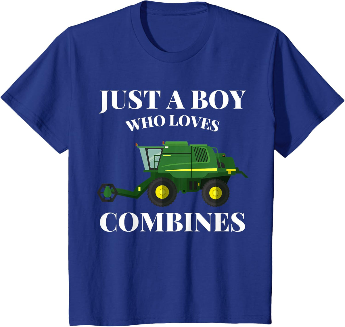 Just A Boy Who Loves Combines Farming Vehicle Lover T-Shirt - Royal Blue