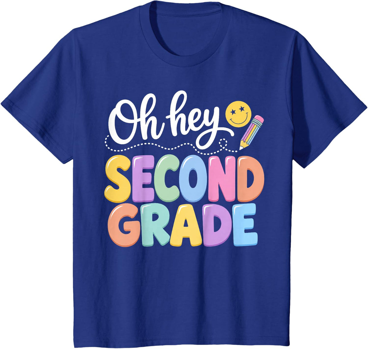 Back to School Oh Hey 2nd Second Grade Pencil Teacher Kid T-Shirt - Royal Blue