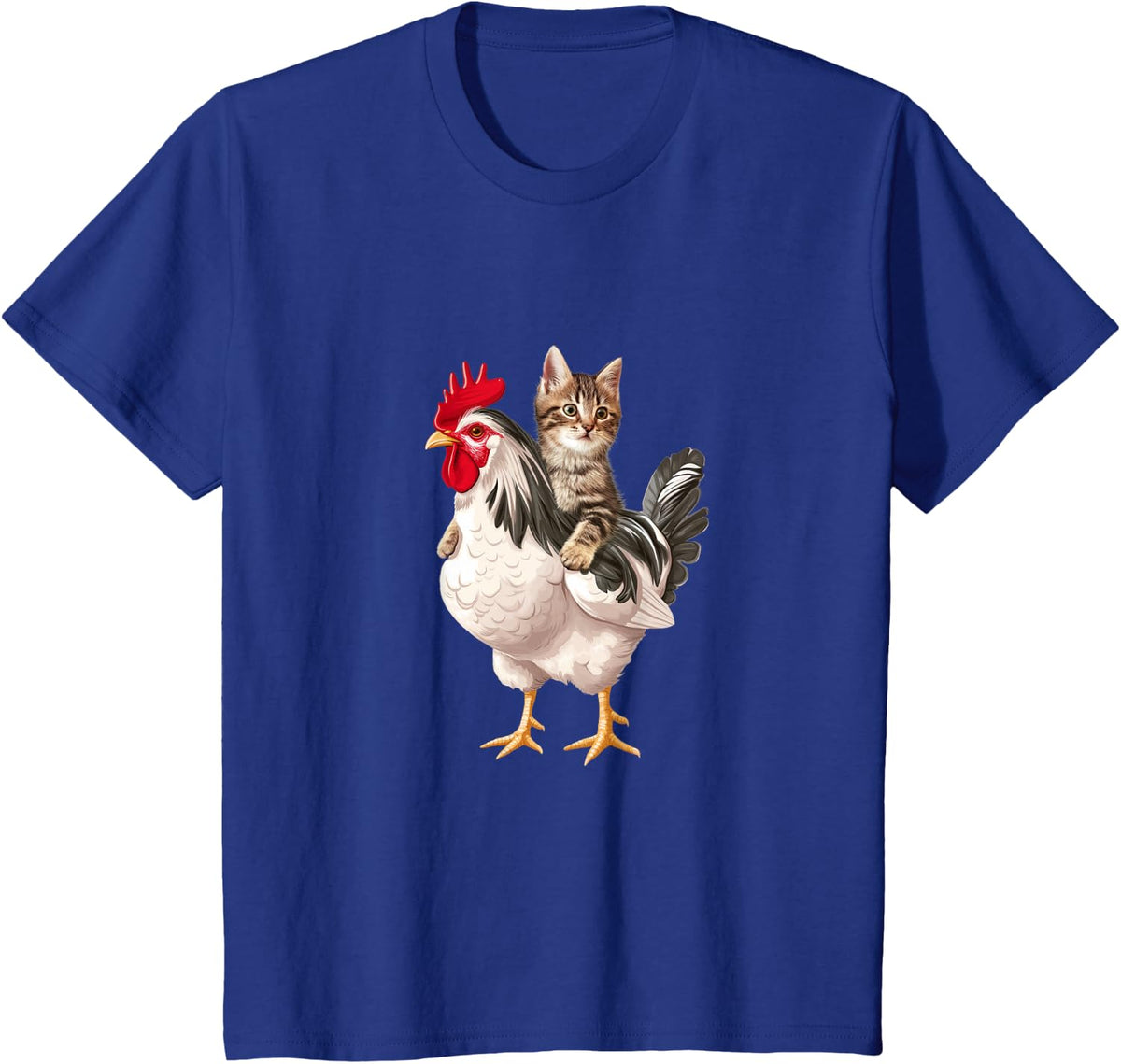 Cat Riding Chicken Funny Chicken Lover T-Shirt - Royal Blue