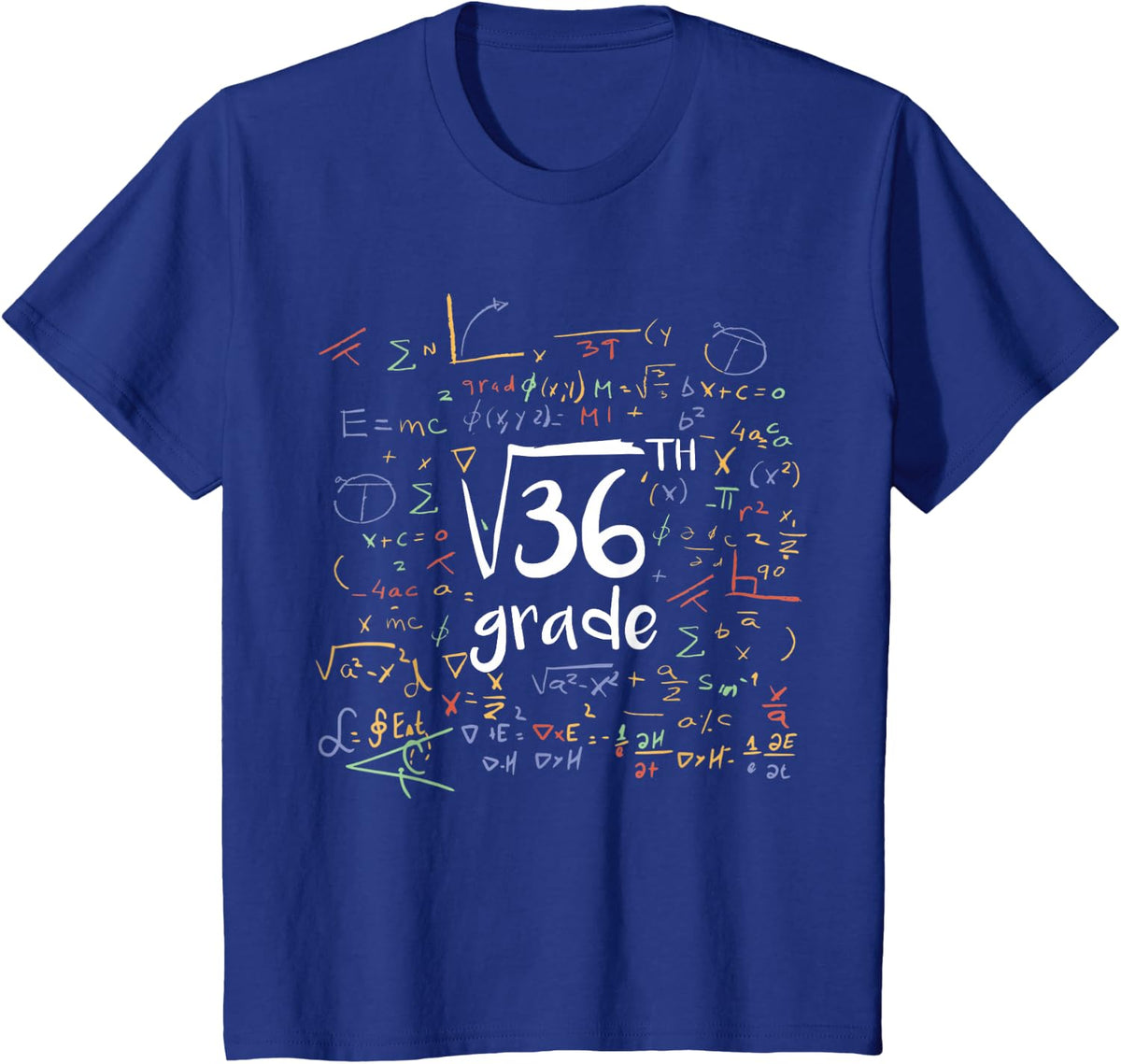 First Day of School 6th Grade Square Root of 36 Math Teacher T-Shirt - Royal Blue