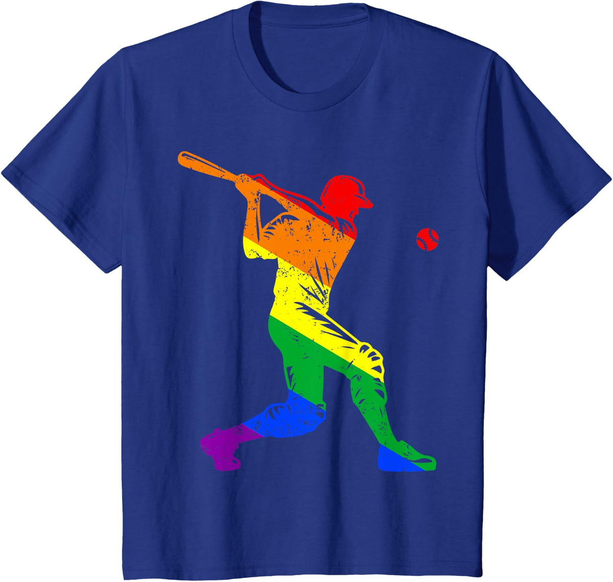 Funny Baseball Player Rainbow Flag Gay Lesbian Pride LGBT T-Shirt - Royal Blue