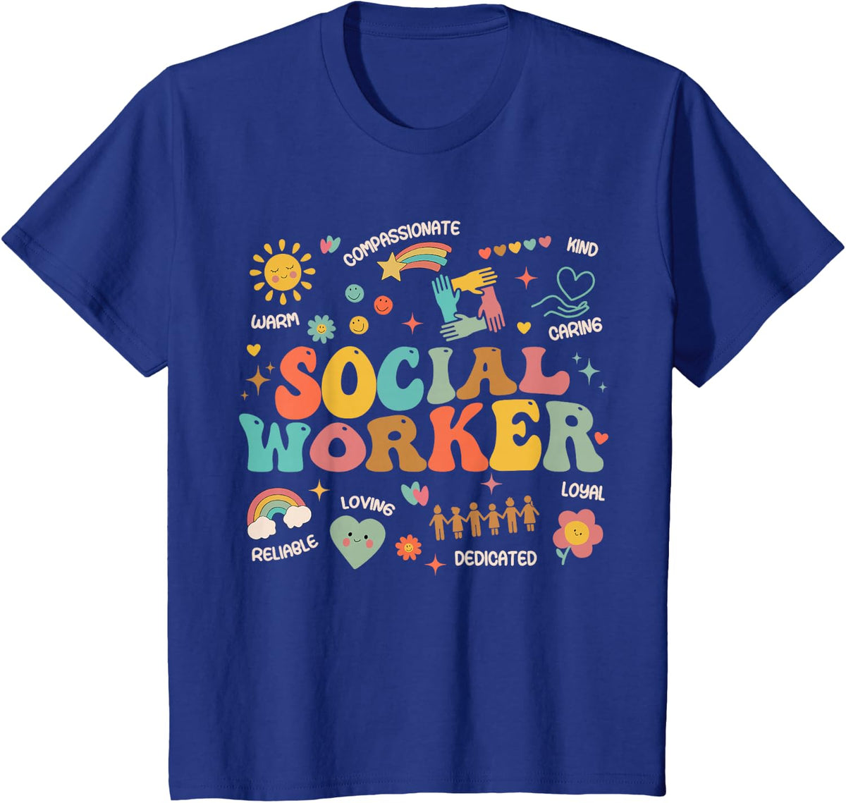 Retro Groovy Social Worker Graduation MSW Month Funny Work T-Shirt - Royal Blue