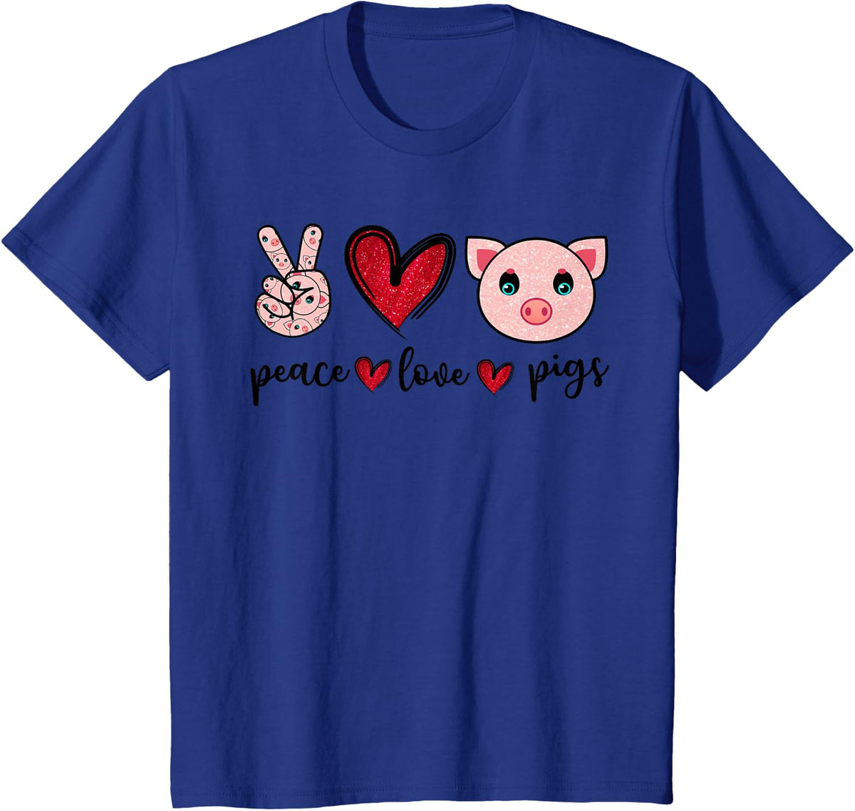 Pig Lover Shirt for Women Girls Farmer T-Shirt Tee - Royal Blue