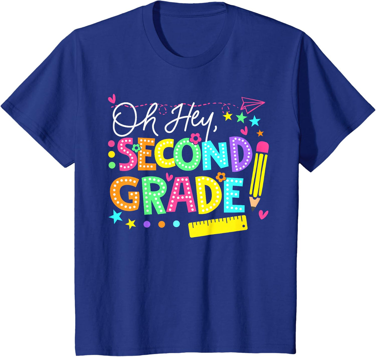 Back to School Oh Hey Second Grade Men Women Teacher T-Shirt - Royal Blue