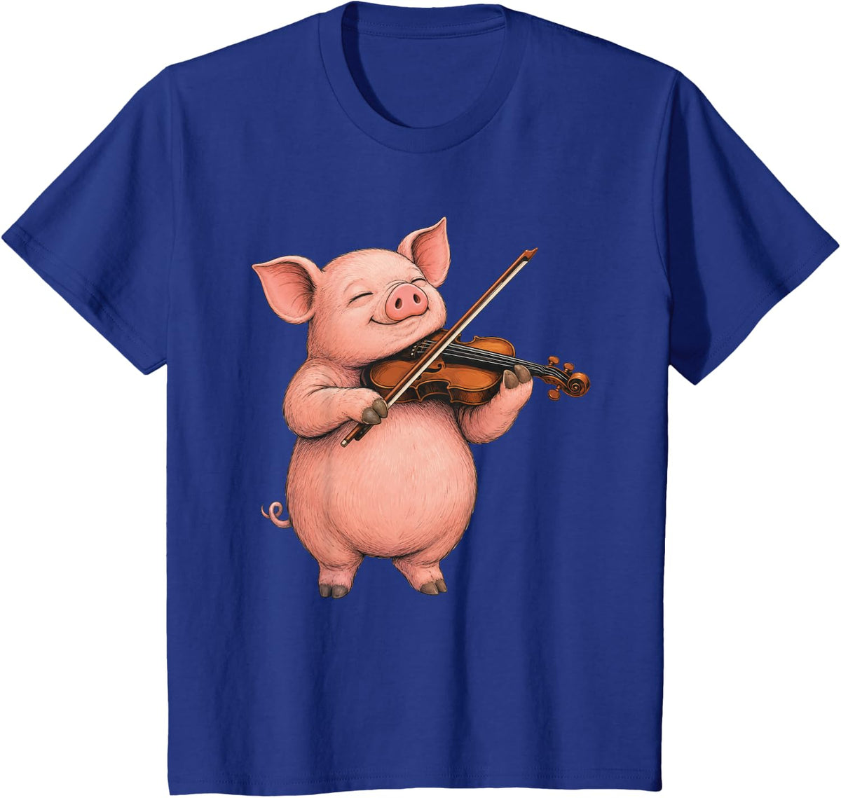 Cute Pig Playing Violin Musician Music T-Shirt - Royal Blue