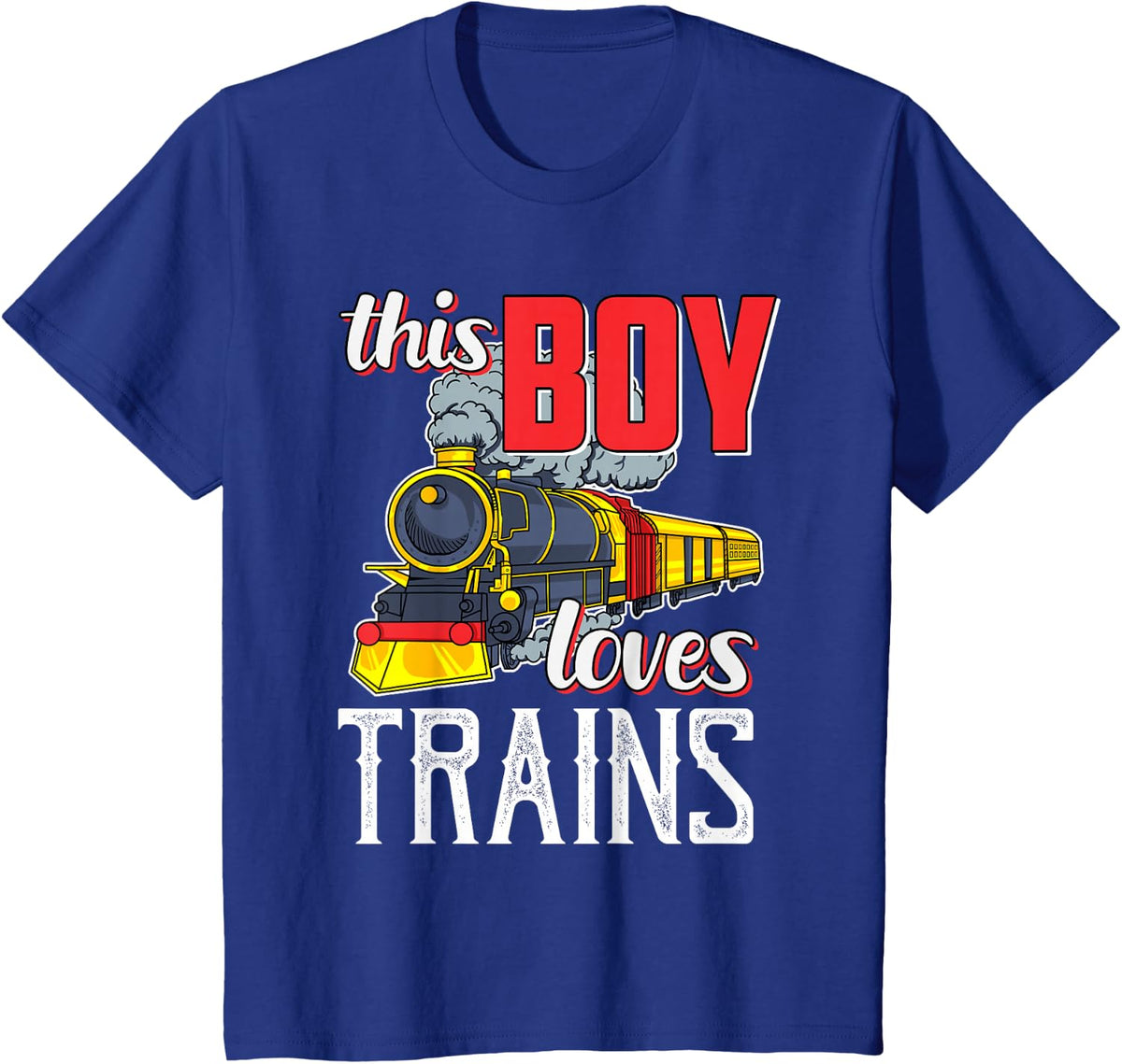 Train Driver Gift Boys or Girls I Love Trains T-Shirt - Royal Blue