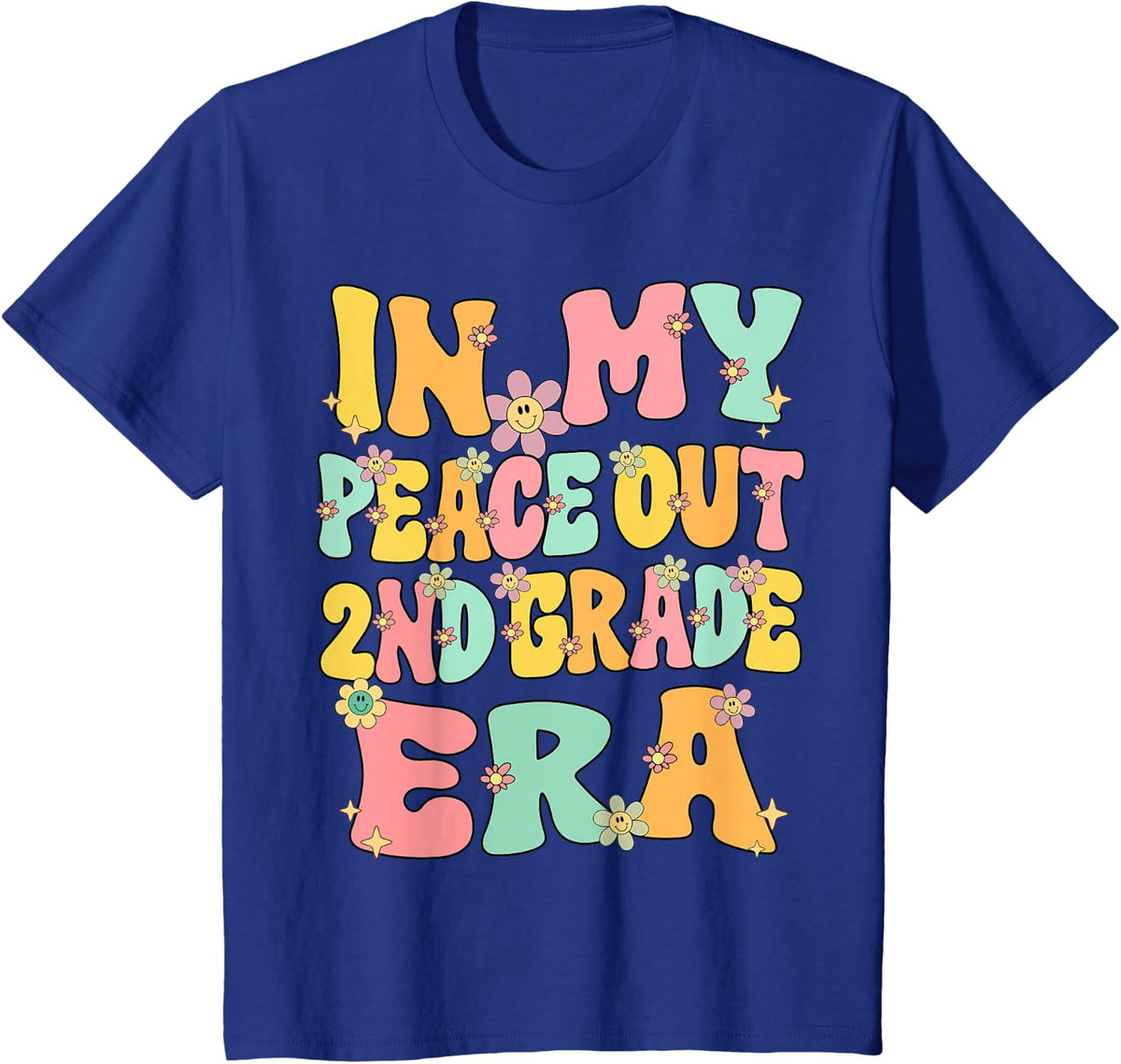 In My Peace Out 2nd Grade Era Groovy Last Day Of 2nd Grade T-Shirt - Royal Blue