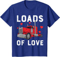 Kids Boys Valentines Day Hearts Loads of Love Truck Toddler Kids T-Shirt - Royal Blue