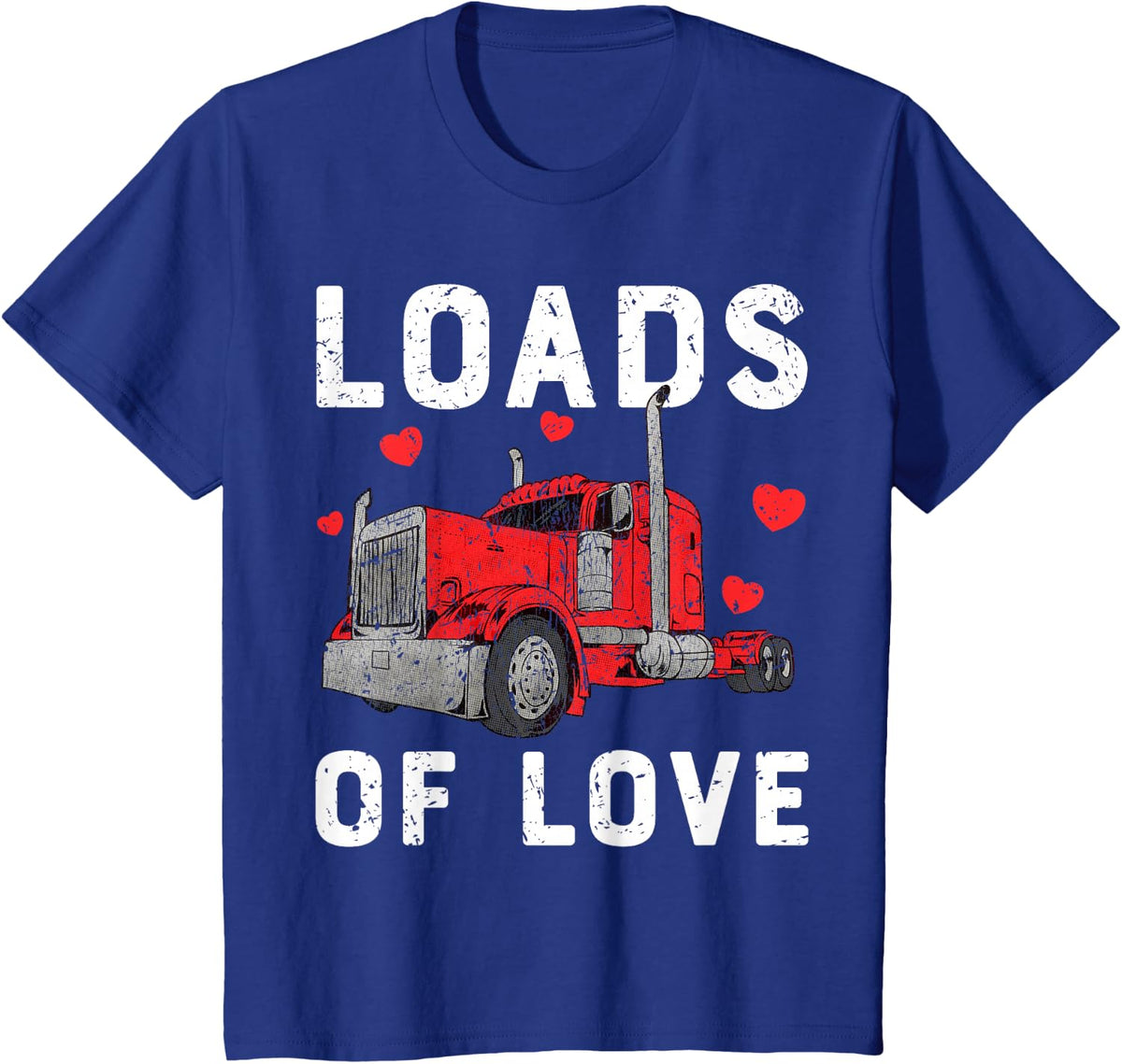 Kids Boys Valentines Day Hearts Loads of Love Truck Toddler Kids T-Shirt - Royal Blue