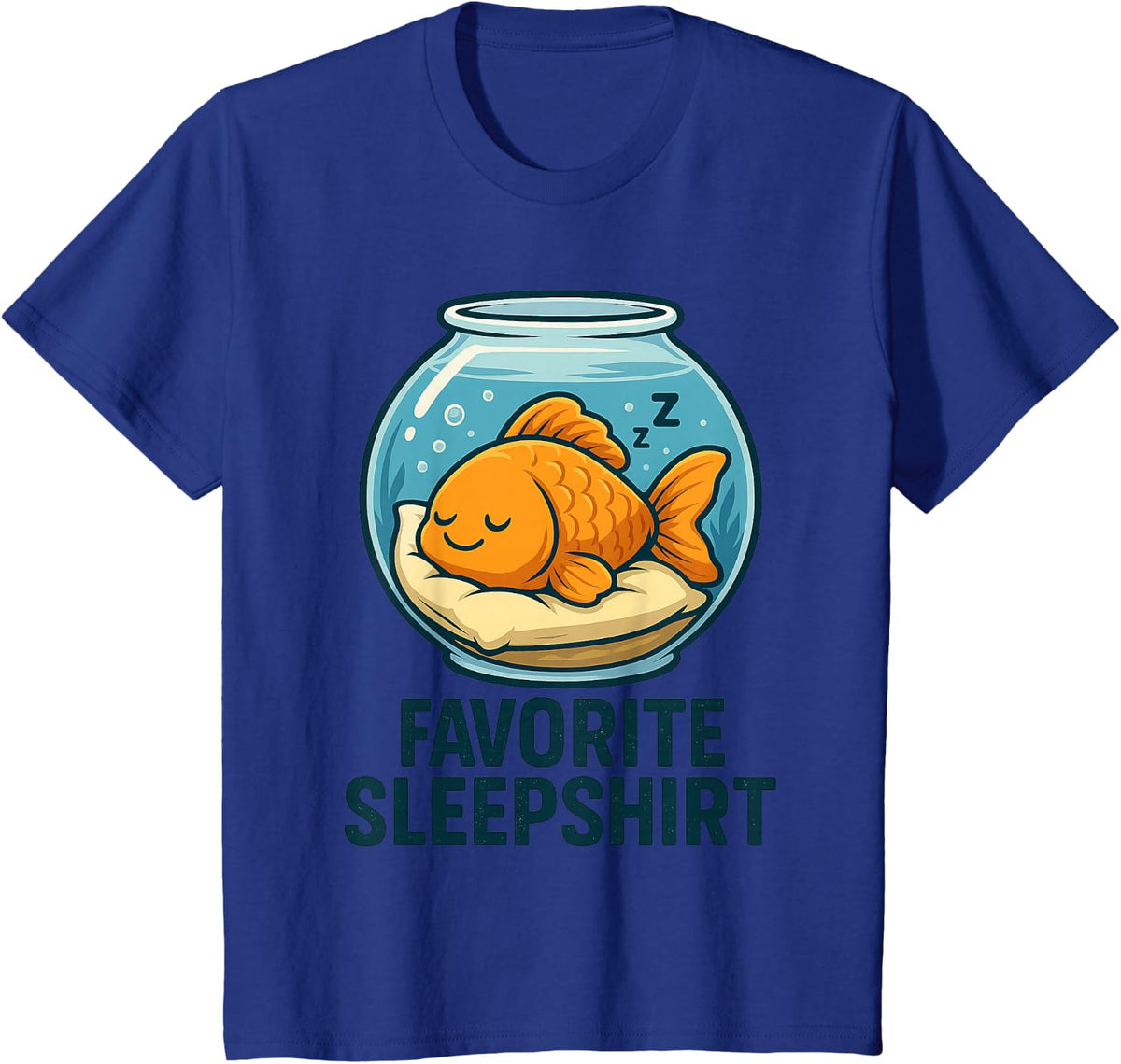 Favorite Sleepshirt Cute Goldfish in Bowl Cozy Apparel T-Shirt - Royal Blue