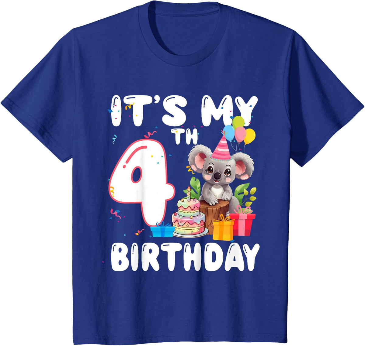 4 Year Old Koala Lover Themed It's My 4th Birthday T-Shirt - Royal Blue